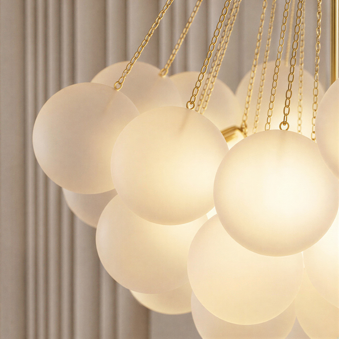 Creative Light Luxury Ball White Glass Bubble Post-modern Living Room Pendant Lamp