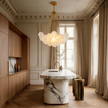 Creative Light Luxury Ball White Glass Bubble Post-modern Living Room Pendant Lamp